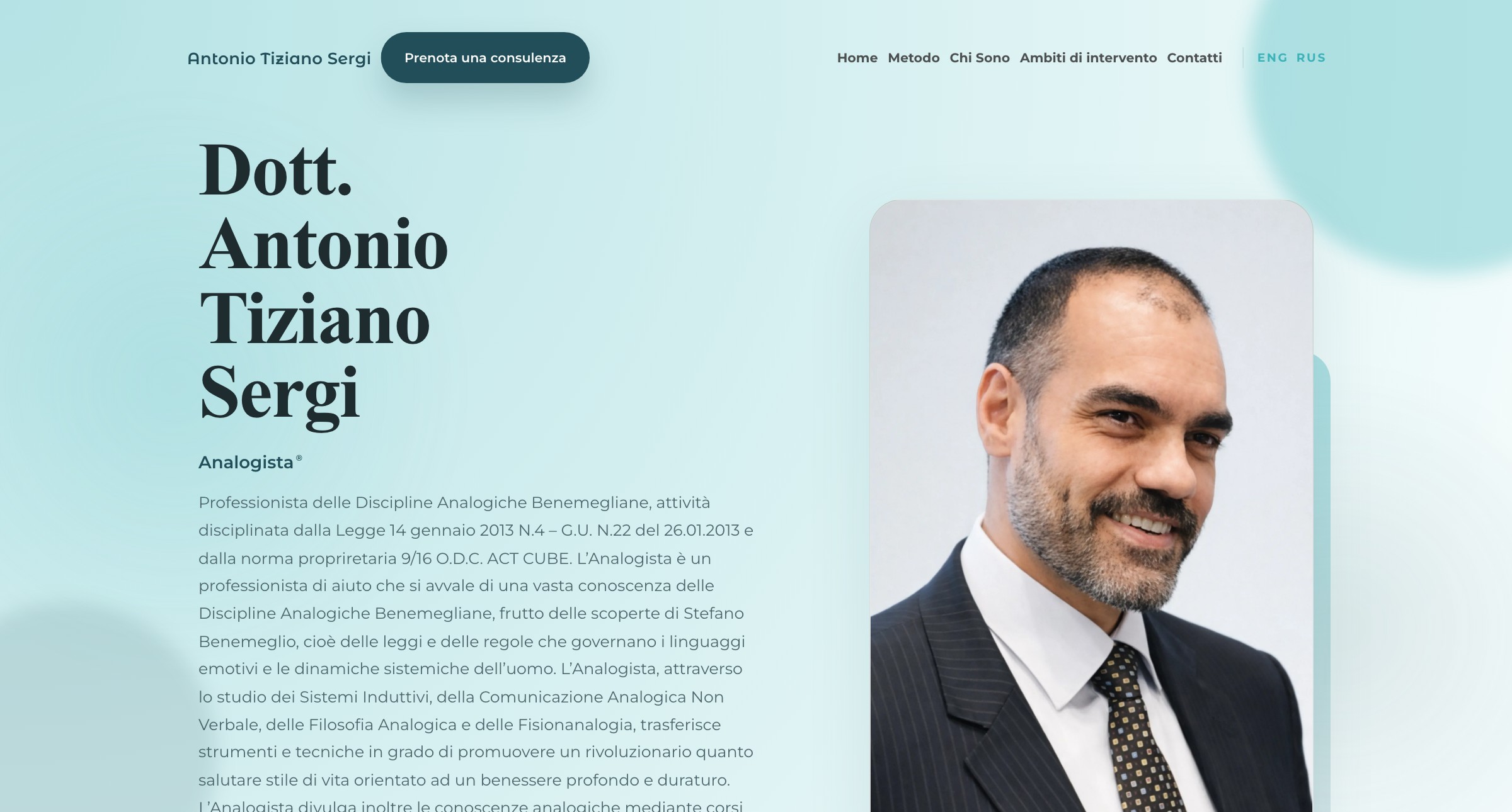 Homepage sito Antonio Tiziano Sergi