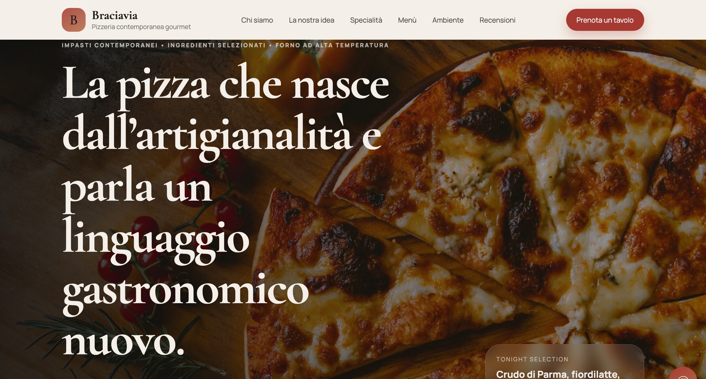 Homepage sito Pizzeria Gourmet