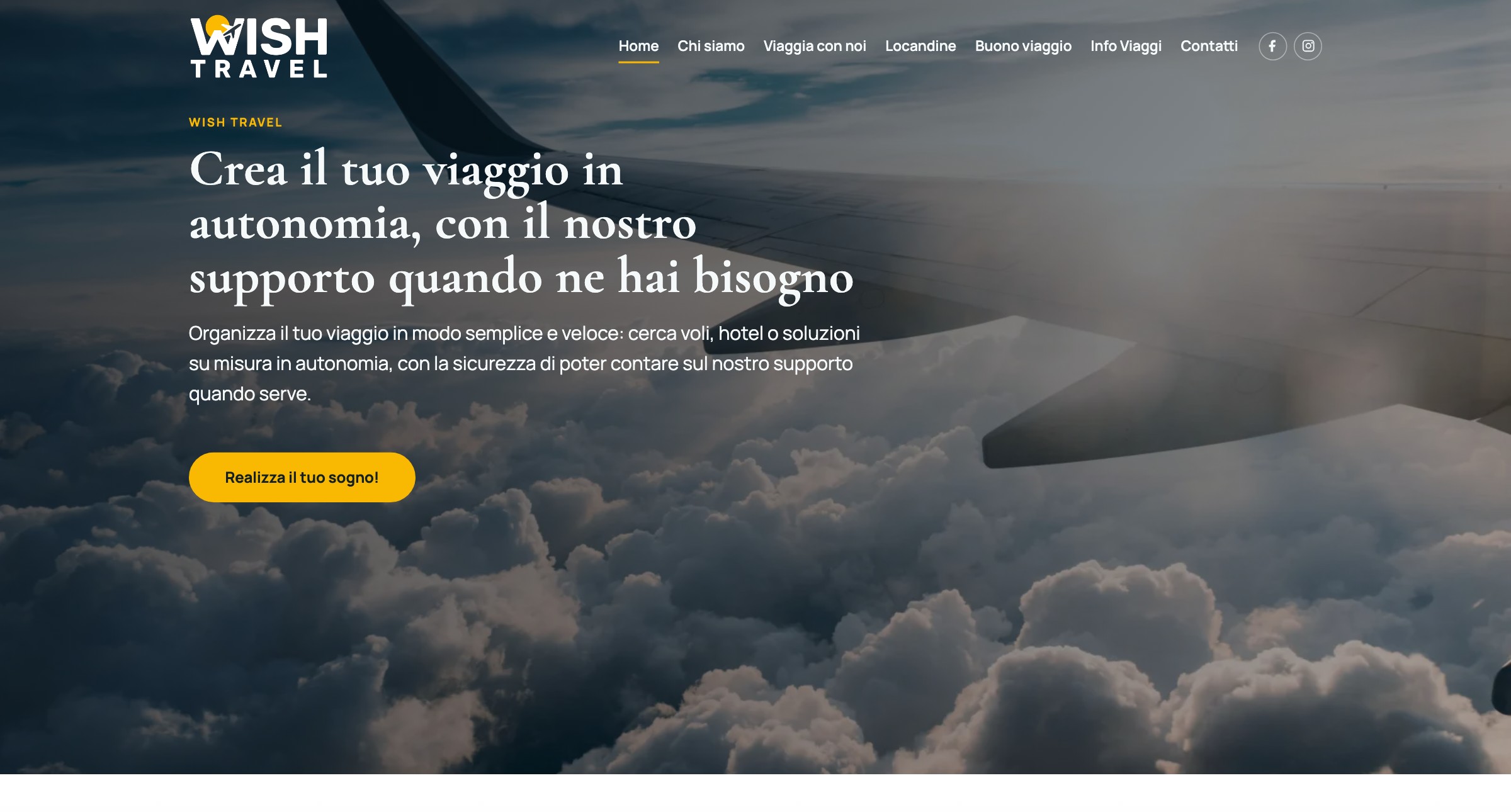 Homepage sito WishTravel
